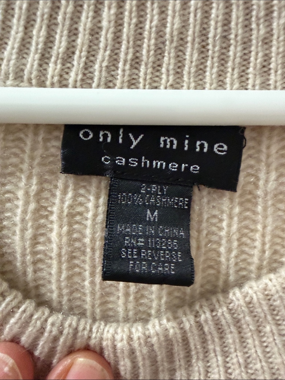 Only Mine Beige Ribbed Crewneck Sweater with Side Braid - Picture 2 of 12